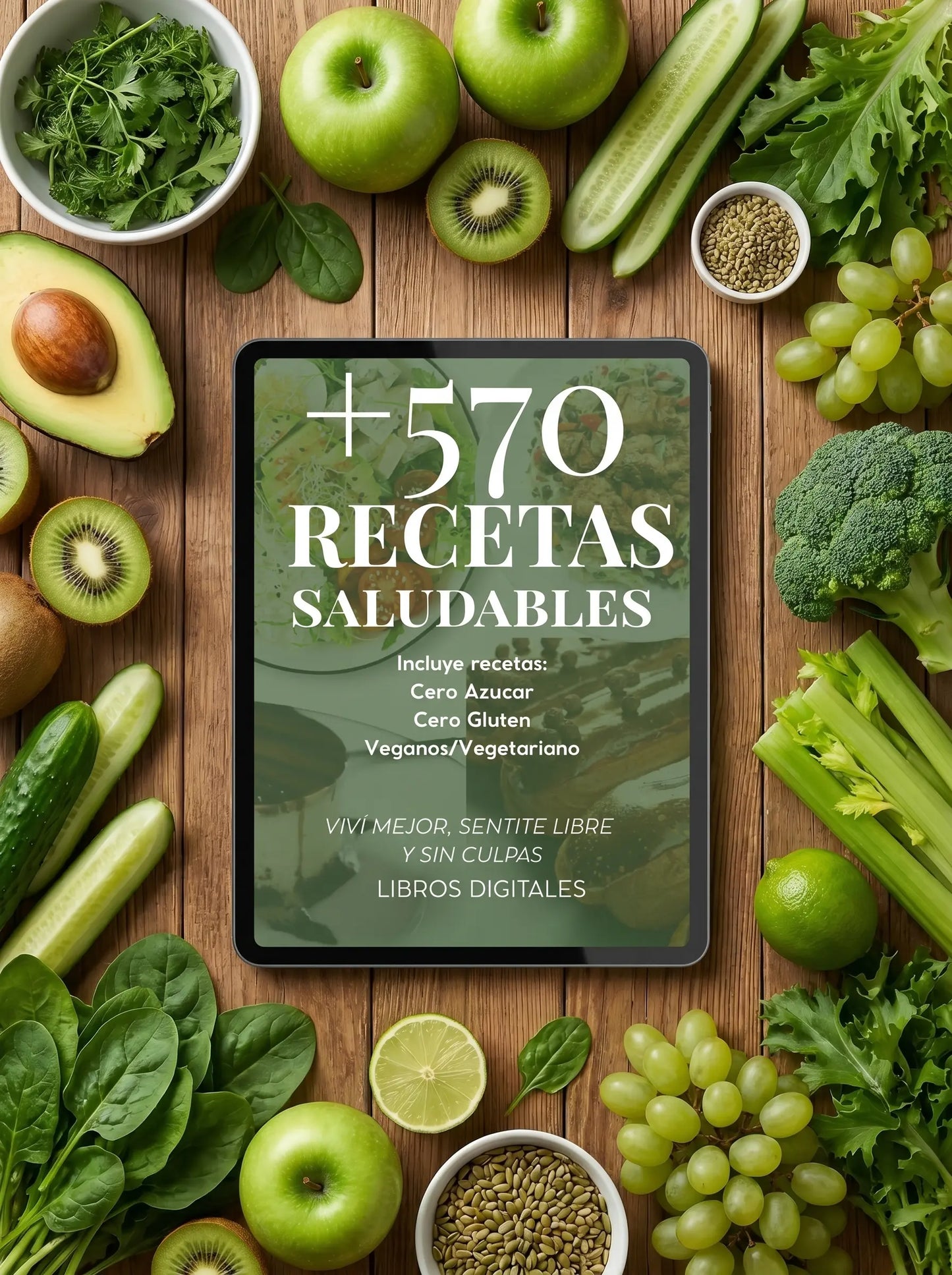 +570 Recetas Saludables Sin Azucar Sin Gluten + 9 Bonus