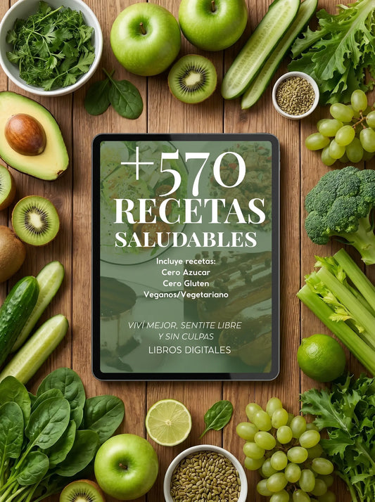 +570 Recetas Saludables Sin Azucar Sin Gluten + 9 Bonus